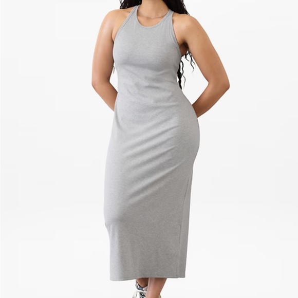 Athleta Signature Ribbed Maxi Dress Grey Medium Tall - Picture 8 of 9